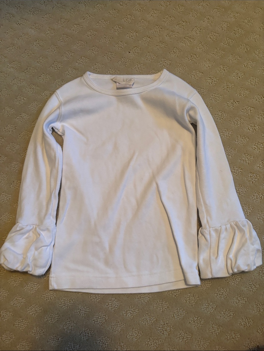 White Ruffled Sleeve Long-Sleeve Top - Kids